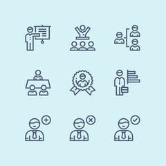 Outline Business people, meeting, team work vector simple icons for web and mobile design pack 4