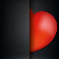 Original Valentine's day greeting card with tilted heart on black background