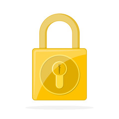Yellow lock icon. Vector illustration