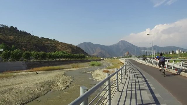 Bike path along a river bank