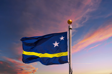 Flag of Aruba at Sunset