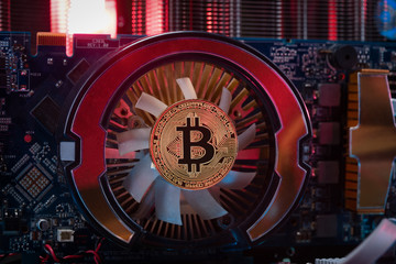 Bitcoin mining. Device for mining cryptocurrency. Machines for mining cryptocurrency. Computer circuit computer board