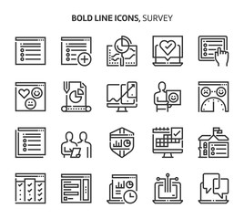 Survey, bold line icons.