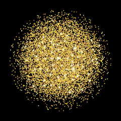 Gold glitter on black background. Golden dust. Texsture Vector illustration.