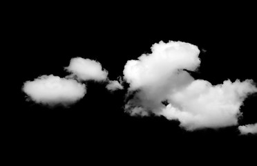 White clouds on a black background. Clouds. Isolated