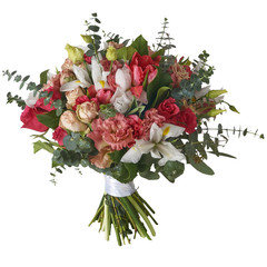 A bouquet of flowers in a beautiful packaging, assembled by a florist