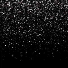 Clean holiday background with flying golden and white confetti, some are out of focus