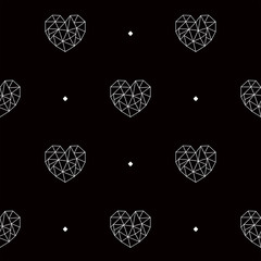 Outline hearts seamless pattern for Valentine's Day. Triangle style. 14 February wrapping