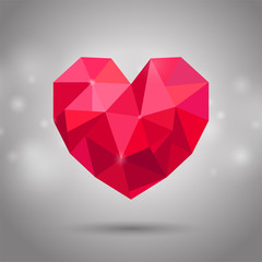 Red triangle heart. Valentine's, Mother's and Wedding Day symbol. JPG include isolated path