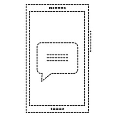 smartphone device with speech bubbles vector illustration design