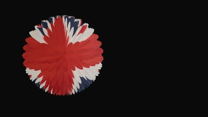 Dahlia flower with Union Jack pattern. 3d rendering. 