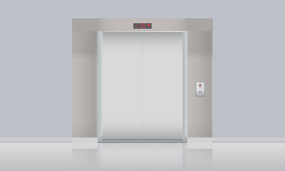 Vector Elevator with closed doors, blank mockup. Vector illustartion