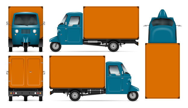 Fototapeta Three wheeler truck vector vector mockup