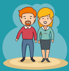 A couple of business people over blue background vector illustration