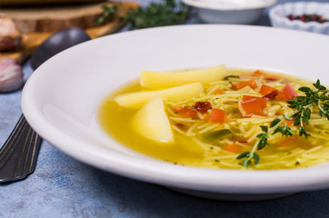 Soup with pasta and vegetables