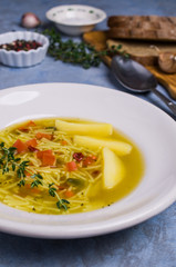 Soup with pasta and vegetables