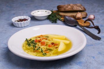 Soup with pasta and vegetables