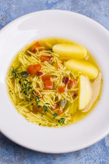 Soup with pasta and vegetables