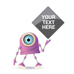 vector funny cartoon purple friendly robot character isolated on white background. Kids 3d robot toy. chat bot icon