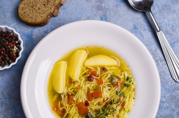 Soup with pasta and vegetables