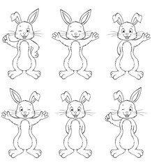 collection of cute easter bunnies coloring page 