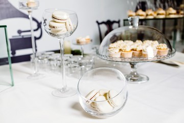 Delicious wedding reception candy bar dessert table