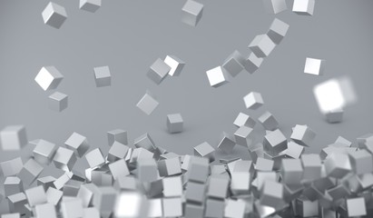 Fototapeta na wymiar 3D Rendering Of Abstract Pile Of Metal Cubes Background