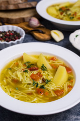 Soup with pasta and vegetables