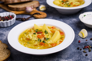 Soup with pasta and vegetables