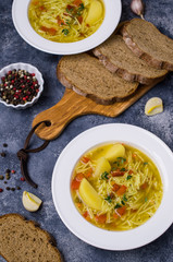 Soup with pasta and vegetables