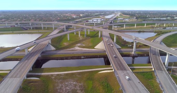 Aerial drone video 595 i75 Sawgrass interchange Fort Lauderdale FL