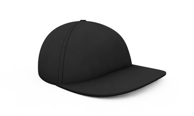 Black blank snapback on the stone floor. 3d rendering