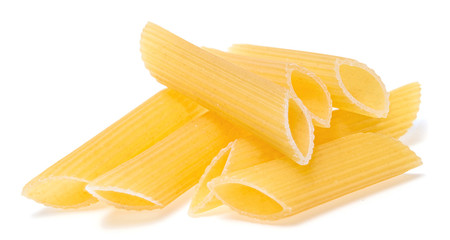 Uncooked Italian pasta isolated on white background