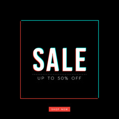 Abstract glitch sale background. Vector illustration