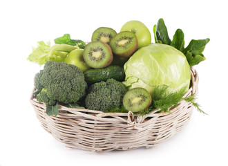 fresh vegetables in the basket isolated