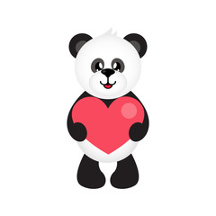 cartoon cute panda with heart
