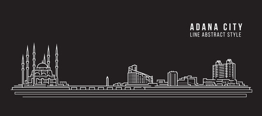 Cityscape Building Line art Vector Illustration design - Adana city
