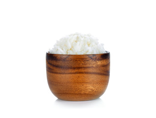 Cooked in a wooden bowl on a white background