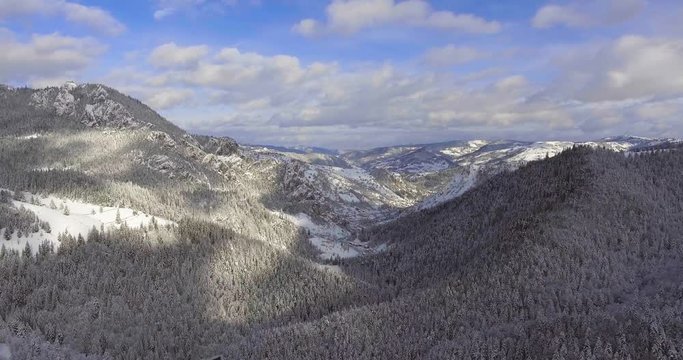 Winter Mountains Aerial In Romania