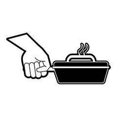 Hand with skillet icon vector illustration graphic design