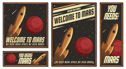 Astronaut Illustration. Retro poster. © makalo86