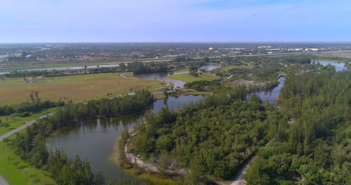 Aerial video Markham Park Sunrise FL USA 4k