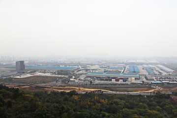 An industrial park in the haze