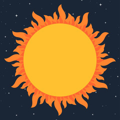 Cartoon style sun in space background