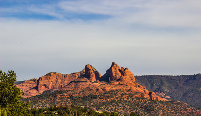 Jagged Red Rock Peaks In Arizona Mountains