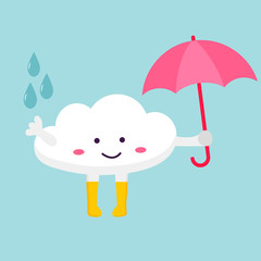 Illustration of the funny cloud with bright umbrella.