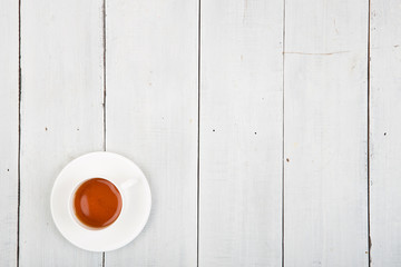 Cup of tea on wooden background
