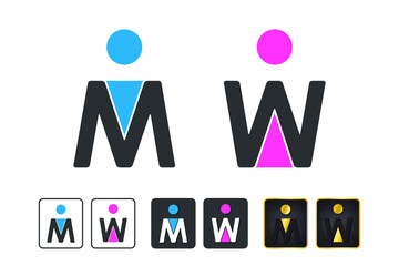 WC Sign for Restroom. Toilet Door Plate icons. Men and Women Vector Symbols