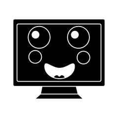 kawaii cute funny screen monitor vector illustration pictogram desing