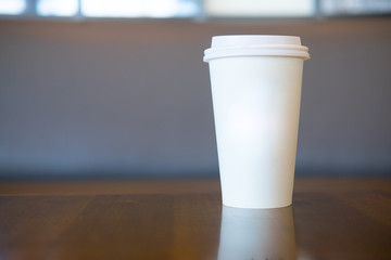 Close up of hot coffee paper cup